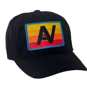 ‼️RARE‼️🎸AVIATOR NATION🎸🔥NWT🔥 LOGO RAINBOW—VINTAGE NYLON TRUCKER HAT in Black